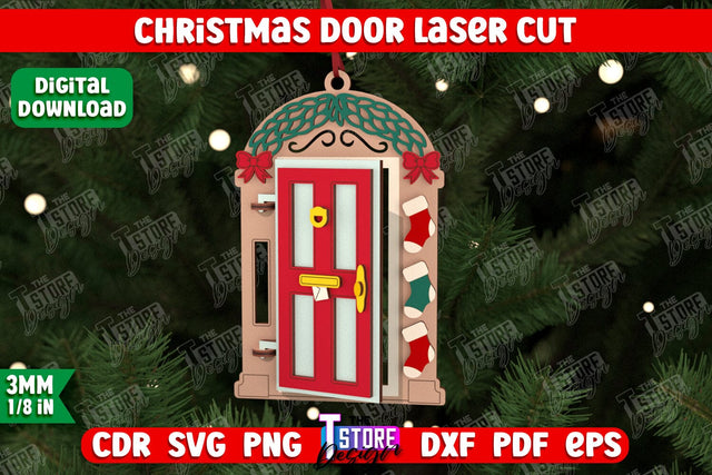 3D Christmas Door | Holiday Décor | New Year | Christmas Tree Toy | CNC File SVG The T Store Design 
