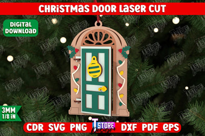 3D Christmas Door | Holiday Décor | New Year | Christmas Tree Toy | CNC File SVG The T Store Design 