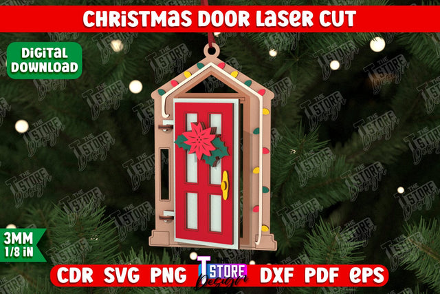 3D Christmas Door | Holiday Décor | New Year | Christmas Tree Toy | CNC File SVG The T Store Design 
