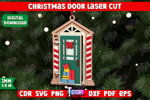 3D Christmas Door | Holiday Décor | New Year | Christmas Tree Toy | CNC File SVG The T Store Design 