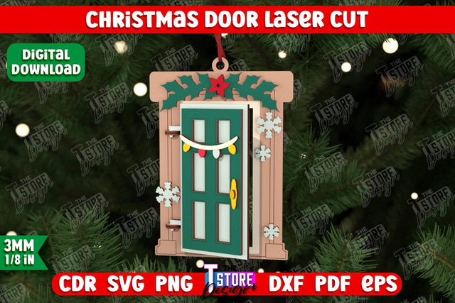 3D Christmas Door | Holiday Décor | New Year | Christmas Tree Toy | CNC File SVG The T Store Design 