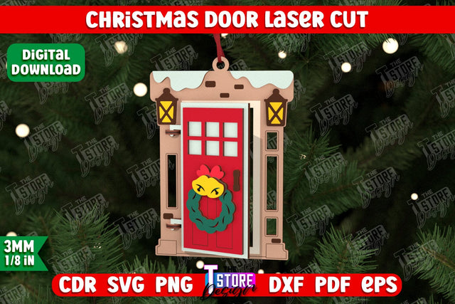 3D Christmas Door | Holiday Décor | New Year | Christmas Tree Toy | CNC File SVG The T Store Design 