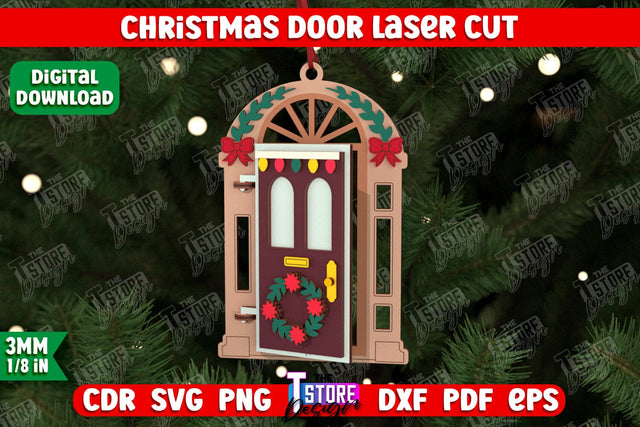 3D Christmas Door | Holiday Décor | New Year | Christmas Tree Toy | CNC File SVG The T Store Design 