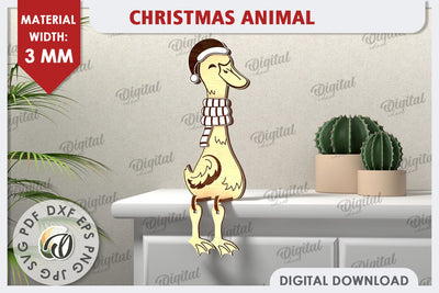 3D Christmas Duck Laser Cut Design. Christmas Decor SVG SVG Evgenyia Guschina 