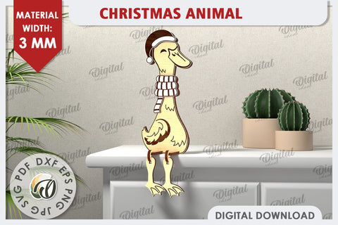 3D Christmas Duck Laser Cut Design. Christmas Decor SVG SVG Evgenyia Guschina 