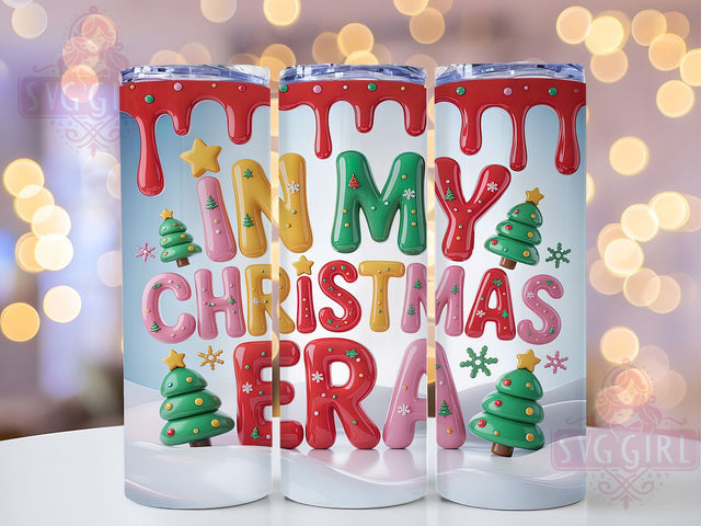 3D Christmas Era Retro Tumbler, 3D Inflated Holiday Art, Festive Retro Graphic, Cute Christmas Vibes, Modern Holiday Pattern, 20oz Tumbler, Sublimation Design Sublimation SvggirlplusArt 