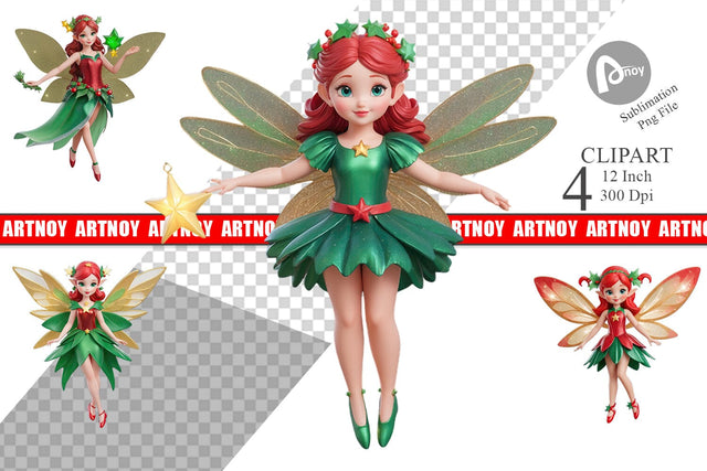 3D Christmas Fairy Clipart Sublimation artnoy 
