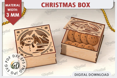 3D Christmas Gift Box Laser Cut. Christmas Candy Box SVG SVG Evgenyia Guschina 