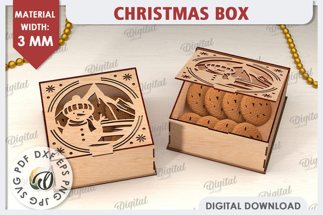 3D Christmas Gift Box Laser Cut. Christmas Candy Box SVG SVG Evgenyia Guschina 