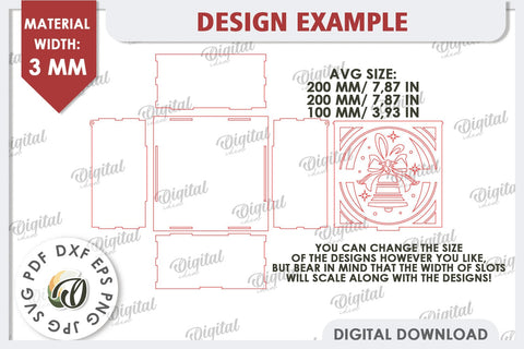 3D Christmas Gift Box Laser Cut. Christmas Candy Box SVG SVG Evgenyia Guschina 