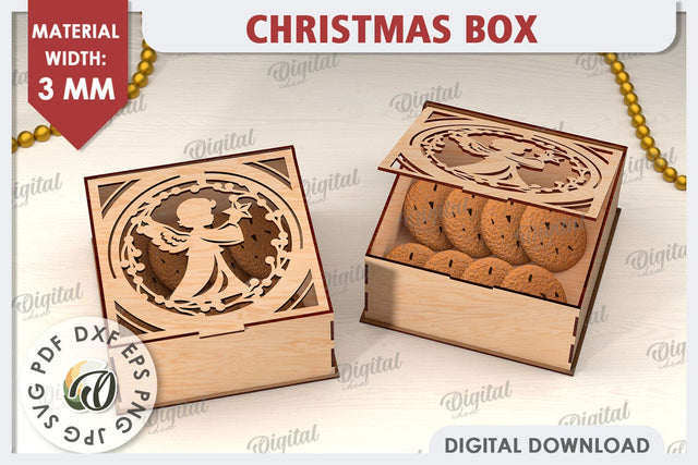3D Christmas Gift Box Laser Cut. Christmas Candy Box SVG SVG Evgenyia Guschina 