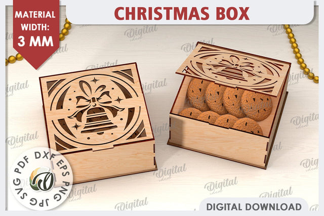 3D Christmas Gift Box Laser Cut. Christmas Candy Box SVG SVG Evgenyia Guschina 