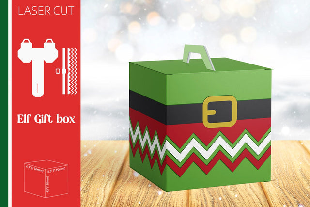 3d Christmas gift box template, Elf treat box laser cut SVG AnastasiyaArtDesign 