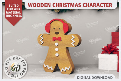 3D Christmas Gingerbread Man Laser Cut. Christmas Decor SVG SVG Evgenyia Guschina 