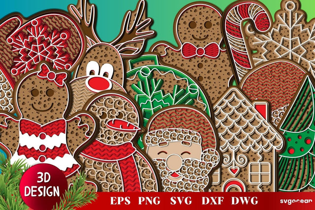3D Christmas Gingerbread SVG Bundle SVG SvgOcean 