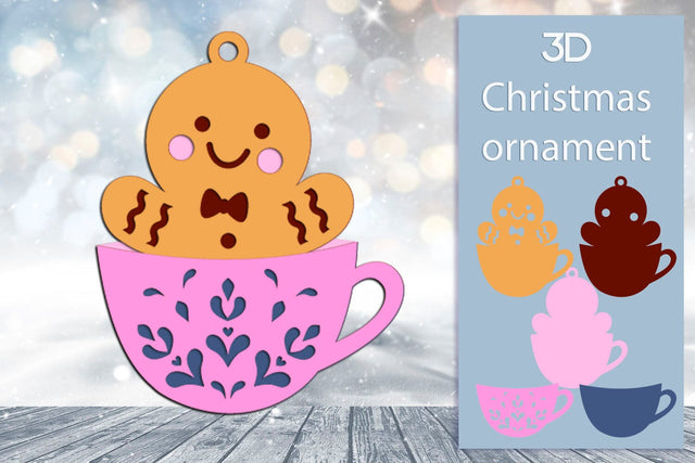 3d Christmas gingerbread svg, Layered gift tag, Laser cut ornament SVG AnastasiyaArtDesign 