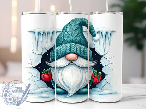 3D Christmas Gnome 20oz Tumbler Wrap, Gnome Tumbler, 20oz Tumbler, Sublimation Wrap, Holiday Decor, Custom Tumbler, Christmas Gift Sublimation ToriDesigns 