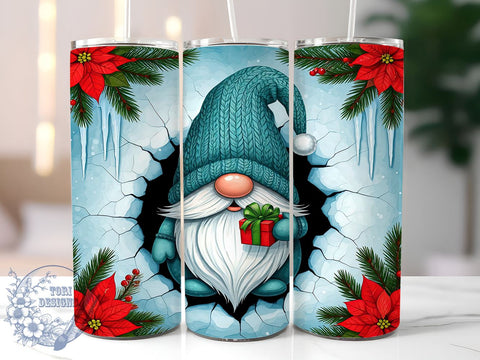 3D Christmas Gnome 20oz Tumbler Wrap, Gnome Tumbler, 20oz Tumbler, Sublimation Wrap, Holiday Decor, Custom Tumbler, Christmas Gift Sublimation ToriDesigns 