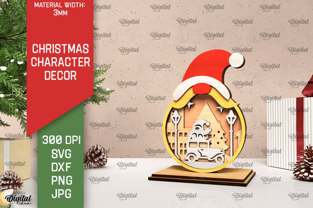 3D Christmas gnome decor Laser Cut. Xmas layered SVG SVG Evgenyia Guschina 