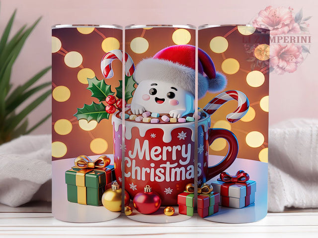 3D Christmas Hot Cocoa Ghost Tumbler, Hot Chocolate Ghost Wrap, Festive Ghost Sublimation, 20oz Holiday Ghost Tumbler, Whimsical Christmas Ghost Art, Seasonal Cocoa Mug, Spooky Holiday Cup Sublimation Li Zamperini 