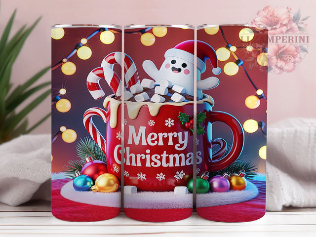 3D Christmas Hot Cocoa Ghost Tumbler, Hot Chocolate Ghost Wrap, Festive Ghost Sublimation, 20oz Holiday Ghost Tumbler, Whimsical Christmas Ghost Art, Seasonal Cocoa Mug, Spooky Holiday Cup Sublimation Li Zamperini 