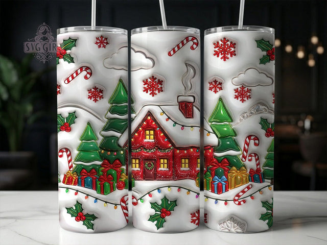 3D Christmas House 20oz Tumbler, 3D Christmas House, Gingerbread House Tumbler, 3D Tumbler Wrap, Christmas House Wrap, 3D Inflated Tumbler, Sublimation Tumbler PNG, 20oz Tumbler Design Sublimation SvggirlplusArt 
