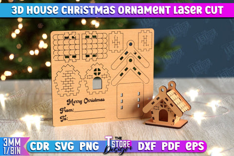 3D Christmas House Bundle | DIY | Christmas Card | Santas House | Mini House Model | CNC Files SVG The T Store Design 