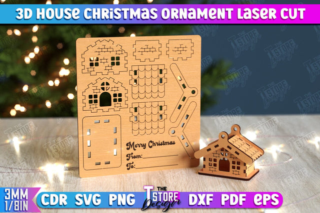 3D Christmas House | DIY | Christmas Card | Santas House | Mini House Model | CNC File SVG The T Store Design 