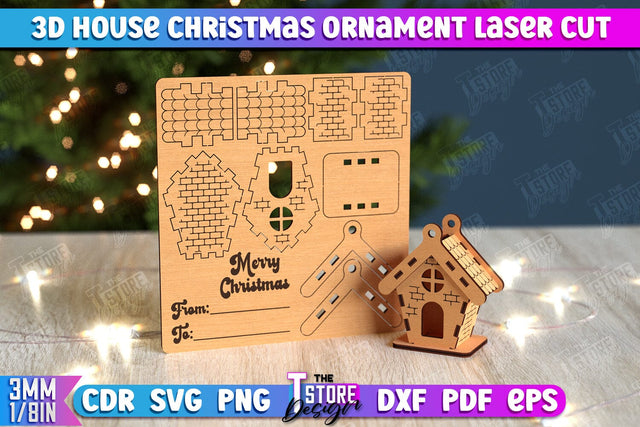 3D Christmas House | DIY | Christmas Card | Santas House | Mini House Model | CNC File SVG The T Store Design 
