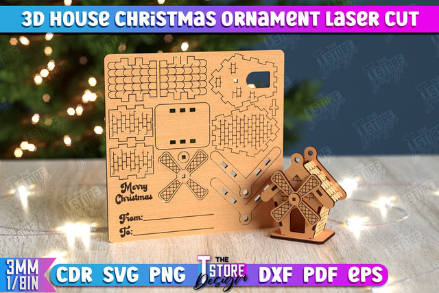 3D Christmas House | DIY | Christmas Card | Santas House | Mini House Model | CNC File SVG The T Store Design 