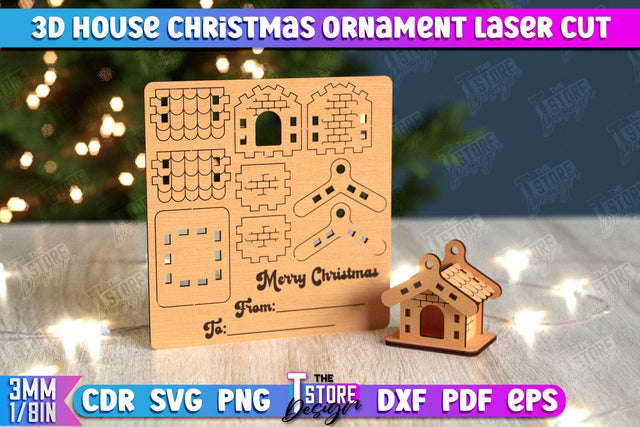 3D Christmas House | DIY | Christmas Card | Santas House | Mini House Model | CNC File SVG The T Store Design 