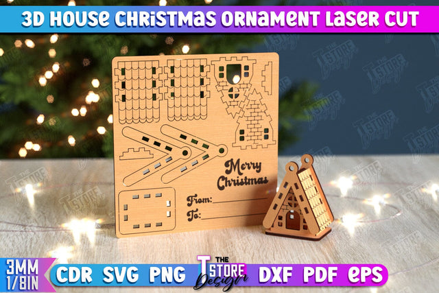 3D Christmas House | DIY | Christmas Card | Santas House | Mini House Model | CNC File SVG The T Store Design 