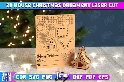 3D Christmas House | DIY | Christmas Card | Santas House | Mini House Model | CNC File SVG The T Store Design 