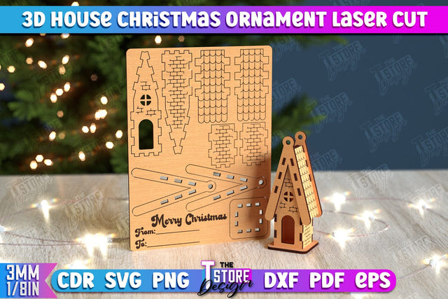 3D Christmas House | DIY | Christmas Card | Santas House | Mini House Model | CNC File SVG The T Store Design 