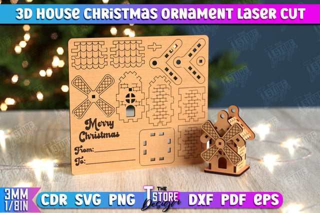3D Christmas House | DIY | Christmas Card | Santas House | Mini House Model | CNC File SVG The T Store Design 