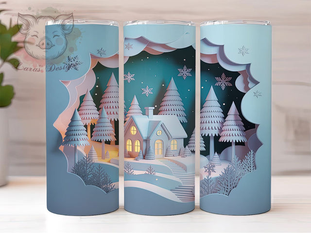 3D Christmas House Tumbler, Holiday House Wrap, Festive Home Sublimation, 20oz Christmas Tumbler, Cute Holiday House Art, Seasonal Winter Mug, Whimsical Christmas Cup Sublimation Lara' s Designs 
