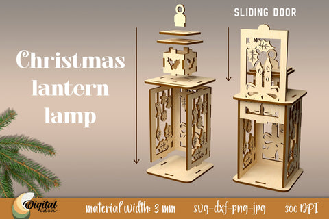 3D Christmas Lantern Laser Cut. Christmas Decor SVG SVG Evgenyia Guschina 