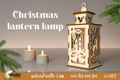 3D Christmas Lantern Laser Cut. Christmas Decor SVG SVG Evgenyia Guschina 