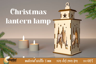 3D Christmas Lantern Laser Cut. Christmas Decor SVG SVG Evgenyia Guschina 