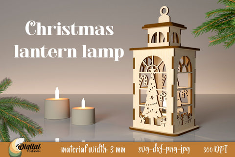 3D Christmas Lantern Laser Cut. Christmas Decor SVG SVG Evgenyia Guschina 