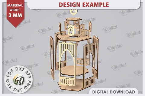 3D Christmas Lantern Laser Cut. Wooden Christmas Decor SVG SVG Evgenyia Guschina 