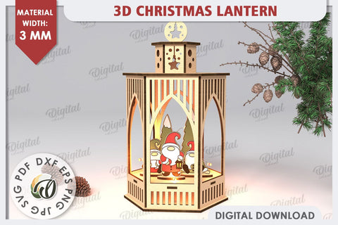 3D Christmas Lanterns Laser Cut Bundle. Christmas Decor SVG SVG Evgenyia Guschina 