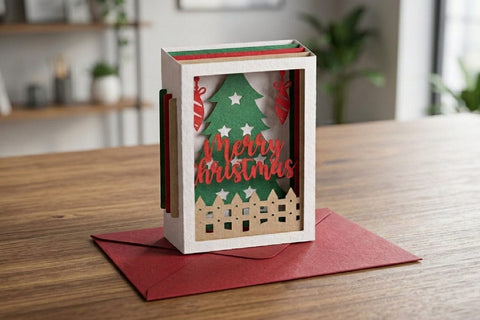 3D Christmas Layered Shadowbox Pop-up Card, Merry Christmas DIY Papercut 3D Paper zafrans studio 