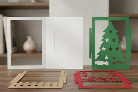 3D Christmas Layered Shadowbox Pop-up Card, Merry Christmas DIY Papercut 3D Paper zafrans studio 