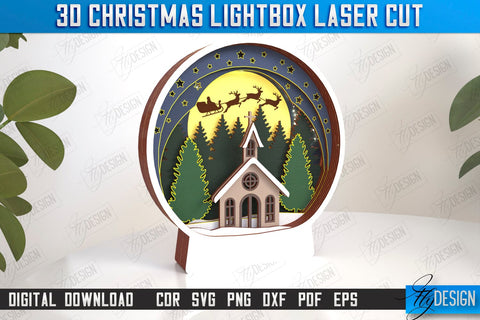 3D Christmas Lightbox Laser Cut Bundle | Christmas Scene | Christmas Lantern | 3D Lightbox | Christmas Decorations | Holiday | CNC Files SVG Fly Design 