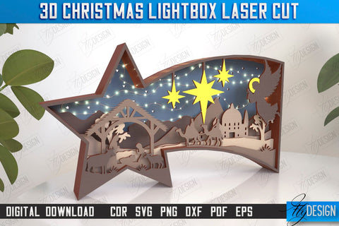 3D Christmas Lightbox Laser Cut Bundle | Christmas Scene | Christmas Lantern | 3D Lightbox | Christmas Decorations | Holiday | CNC Files SVG Fly Design 