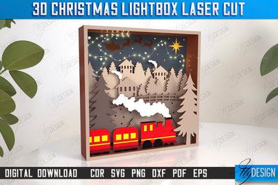 3D Christmas Lightbox Laser Cut | Christmas Scene | Christmas Lantern | 3D Lightbox | Christmas Decorations | Holiday | CNC File SVG Fly Design 
