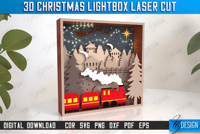 3D Christmas Lightbox Laser Cut | Christmas Scene | Christmas Lantern | 3D Lightbox | Christmas Decorations | Holiday | CNC File SVG Fly Design 