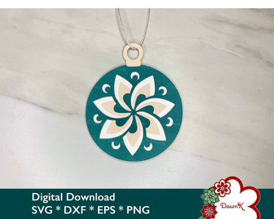 3D Christmas Mandala Flower Ornament - Christmas Tree Cut File SVG DawnKDesigns 