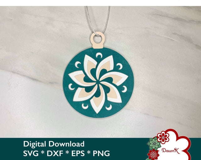 3D Christmas Mandala Flower Ornament - Christmas Tree Cut File SVG DawnKDesigns 